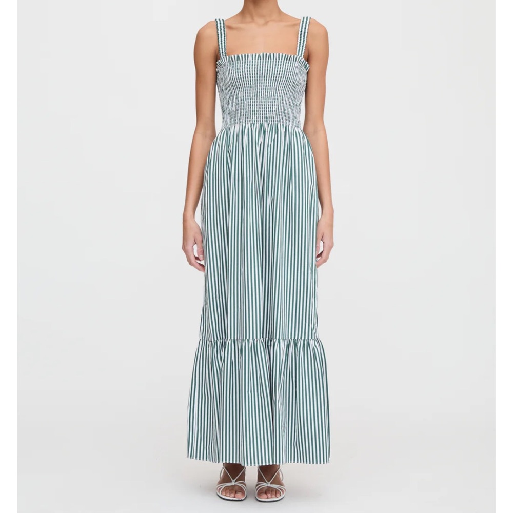The Anjuli Nap Dress in Green Stripe